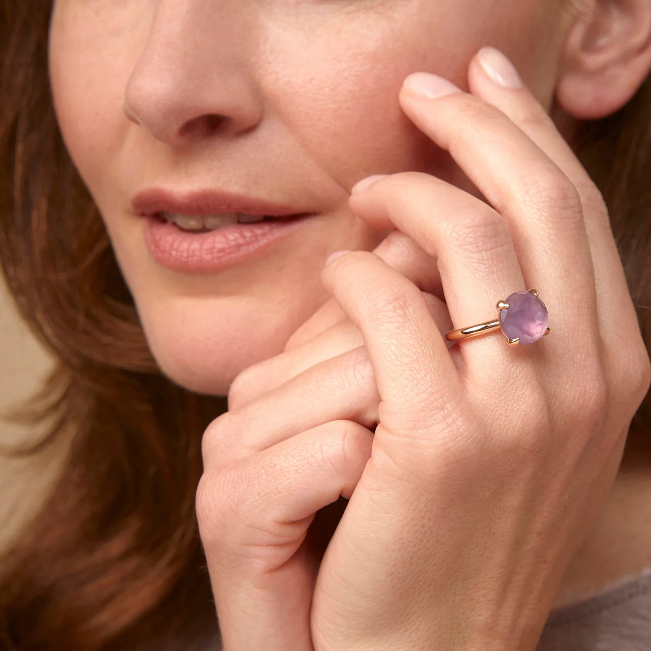 Catch Ring Amethyst, Weißgold