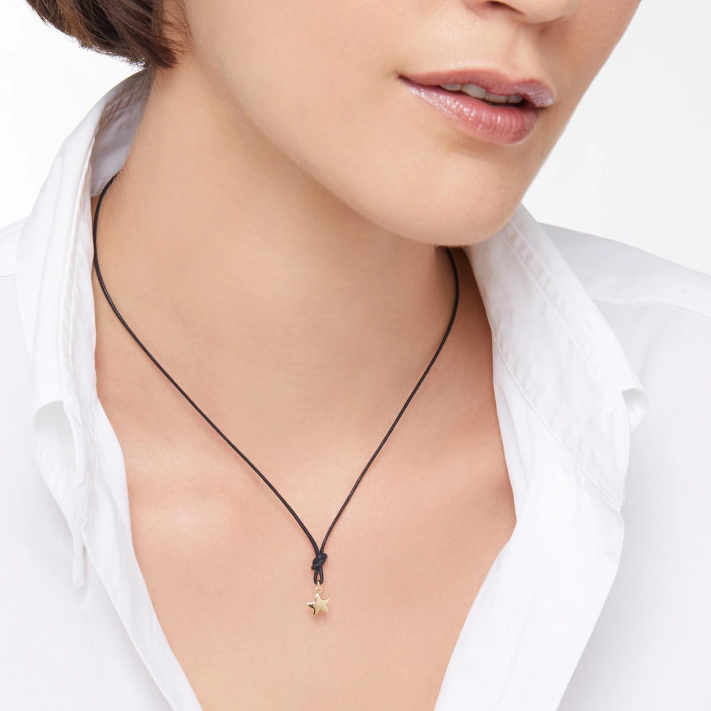 Anhänger Mini-Stellina, Gelbgold mit schwarzer Kordel von DoDo (DMC0010-STARX-000OG) online kaufen