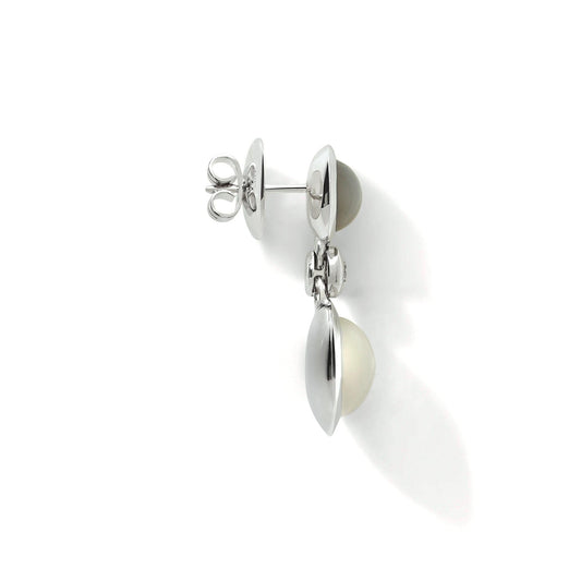 BOUTON 2 Cabochon Ohrhänger Cashmere, Weißgold - 30 mm von Tamara Comolli (E-BOU-2-Cas-Cl-wg) online kaufen