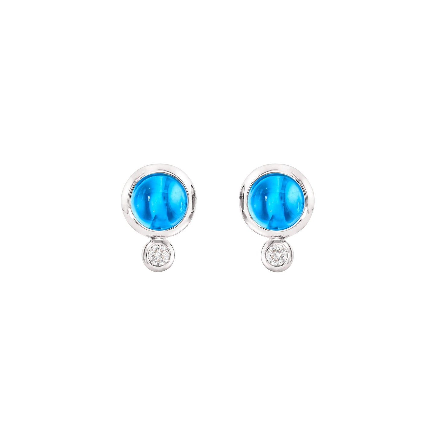 BOUTON Ohrstecker, Weißgold • Diamant • Topas von Tamara Comolli (E-BOU-ToSw-Cl-wg)