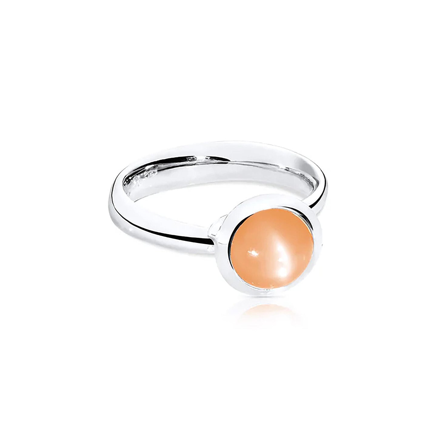 BOUTON Ring small oranger Mondstein, Weißgold • Mondstein von Tamara Comolli (R-BOU-s-MoOr-wg)