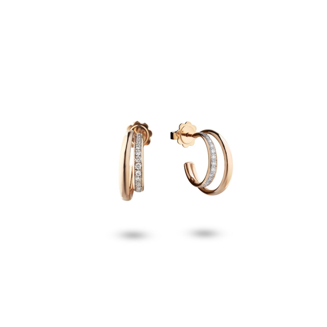 Ohrring Creole Double Diamant, Roségold mit weissen Diamanten 0,13ct von Grimaldo Firenze online kaufen (Ref. CR-EA01PW-01)