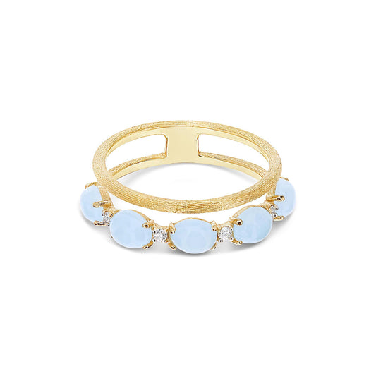 Dancing Azure Ring, Gelbgold • Aquamarin • Diamant von Nanis (AS3-597)