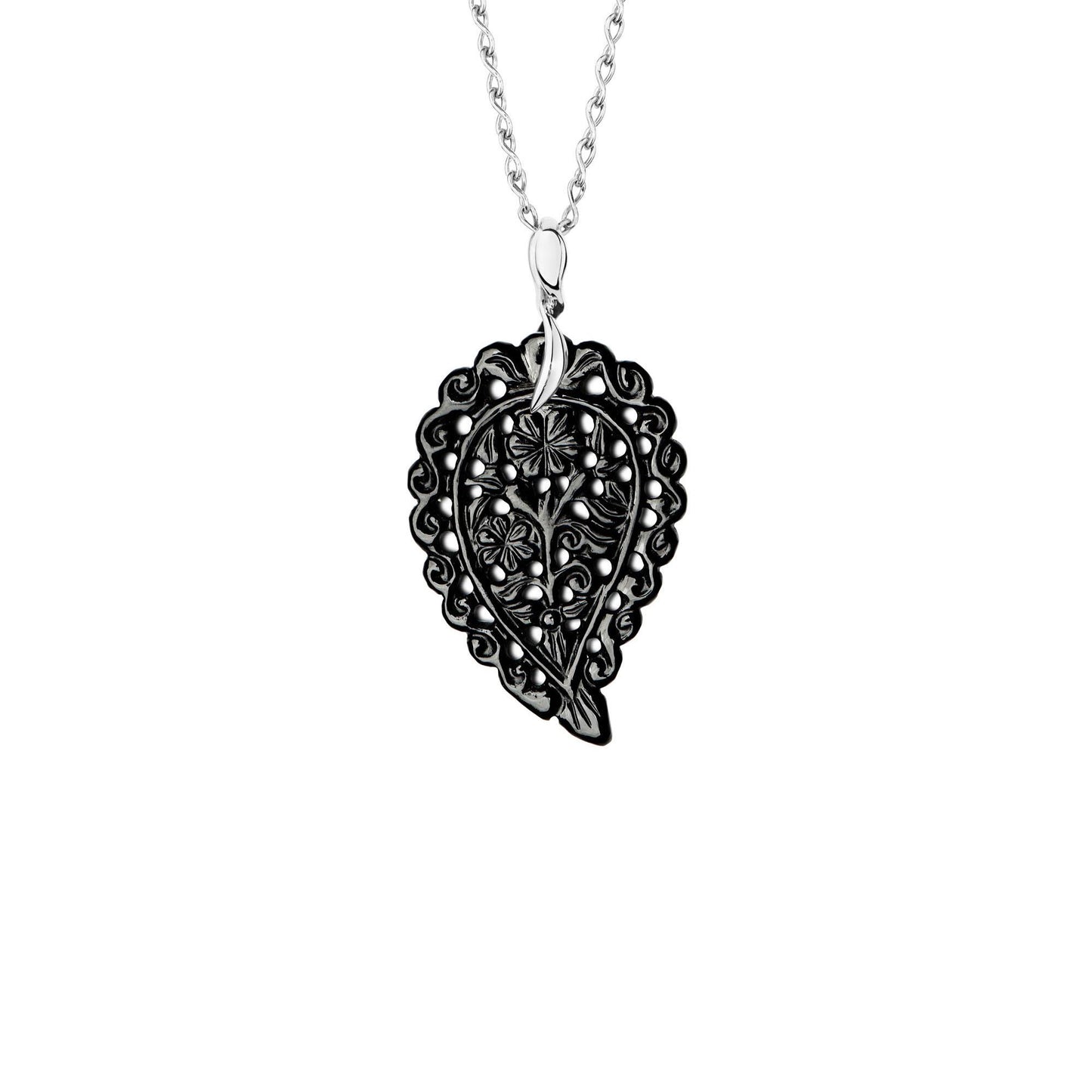 INDIA Leaf Anhänger Medium Onyx Schwarz von Tamara Comolli (P-IND-m-Bla-wg) online kaufen
