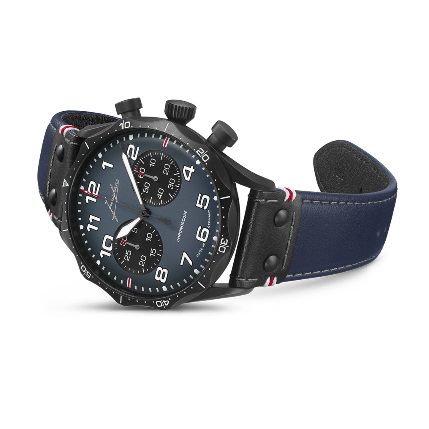 Meister Pilot Chronoscope Navy Blue, Edelstahl von Junghans (27/3396.00) Meister Pilot Chronoscope Navy Blue, Edelstahl von Junghans (27/3396.00)