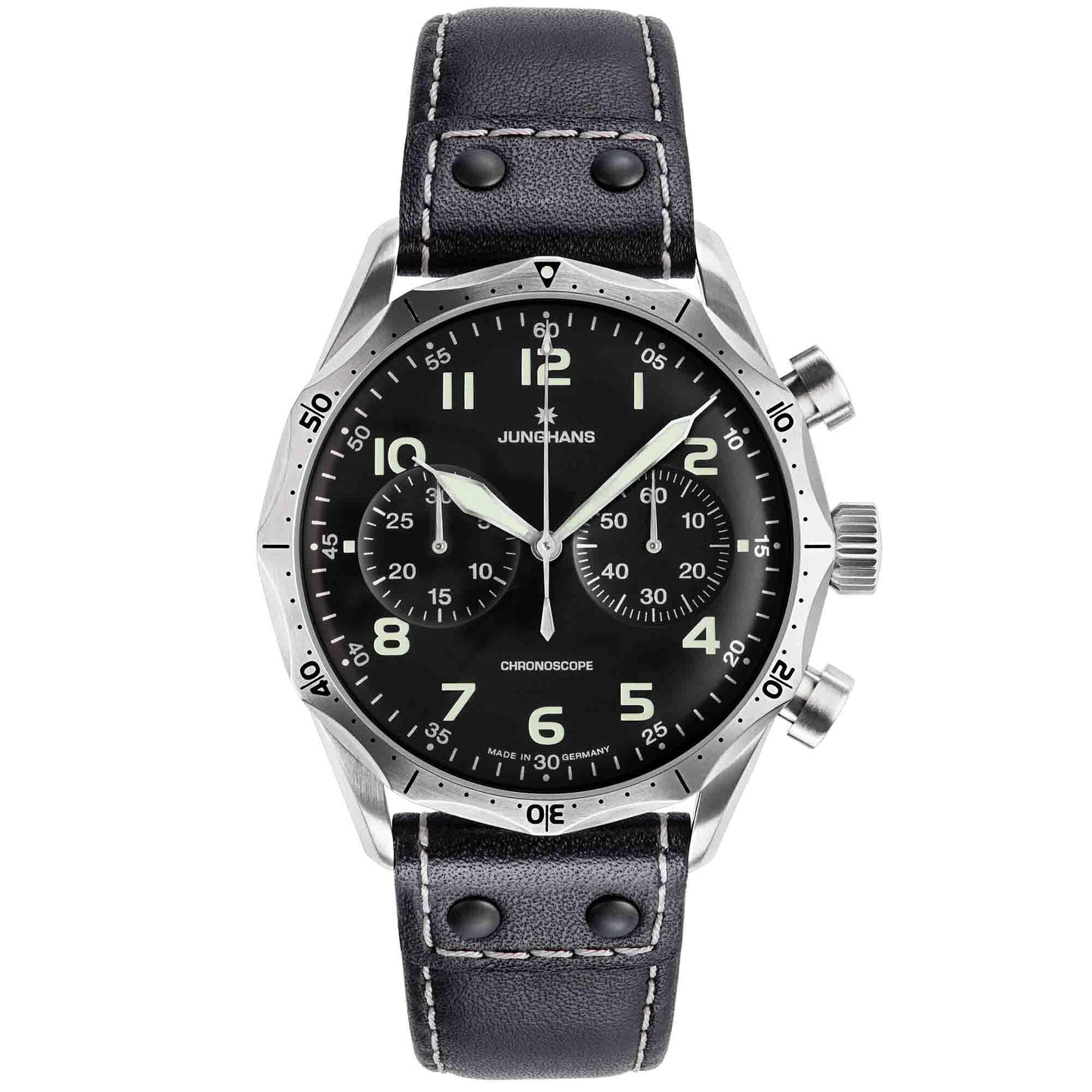 Meister Pilot Chronoscope, Edelstahl von Junghans (27/3590.00) Meister Pilot Chronoscope, Edelstahl von Junghans (27/3590.00)