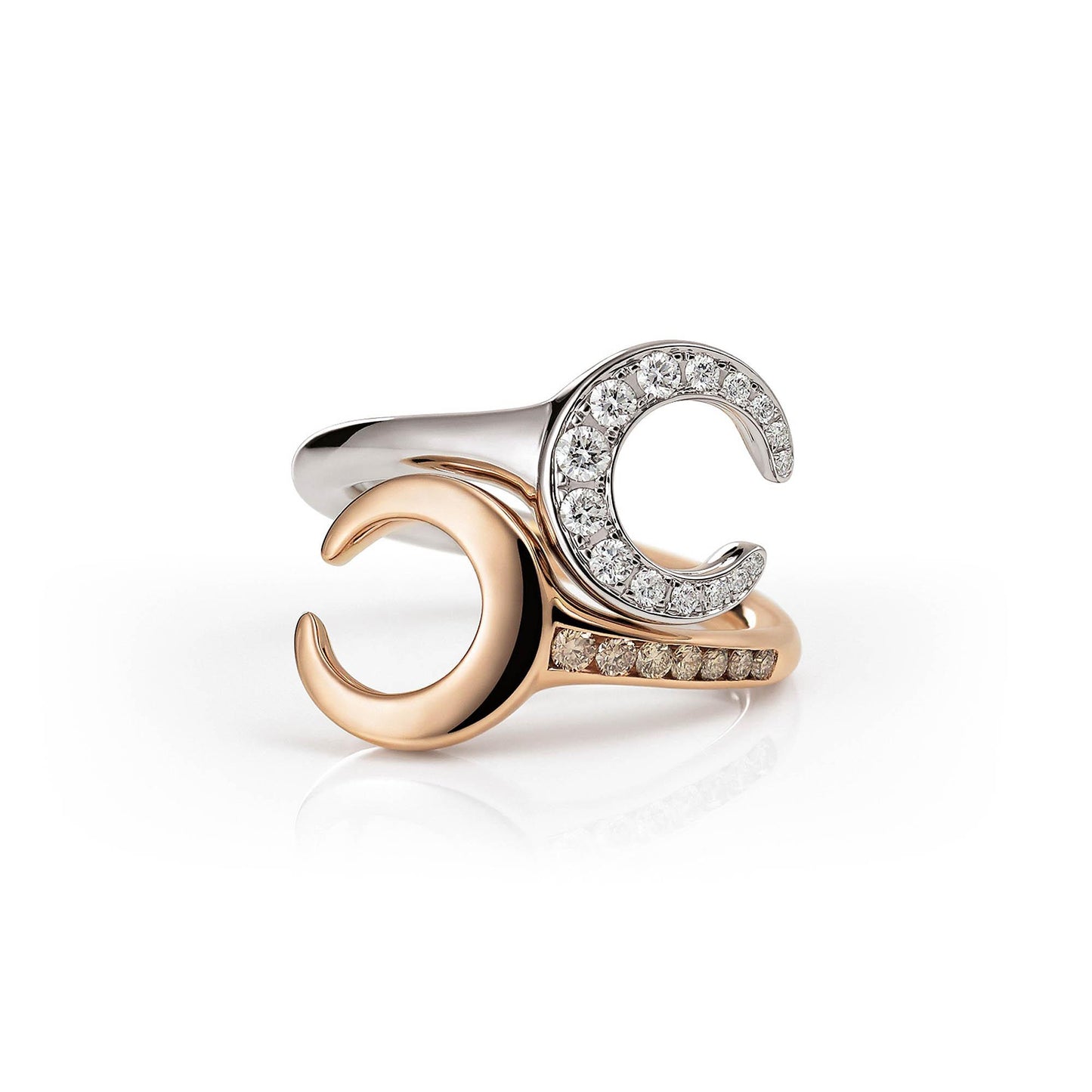 Mezzaluna Ring, Bicolor-Gold • Diamant von Al Coro (NR8352BWRW) Mezzaluna Ring, Bicolor-Gold • Diamant von Al Coro (NR8352BWRW)