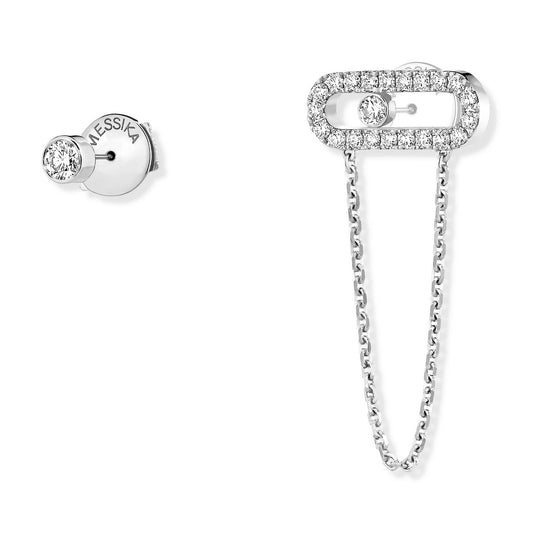 Move Uno Ohrkette und Ohrstecker, Weißgold • Diamant von Messika (12146-WG)