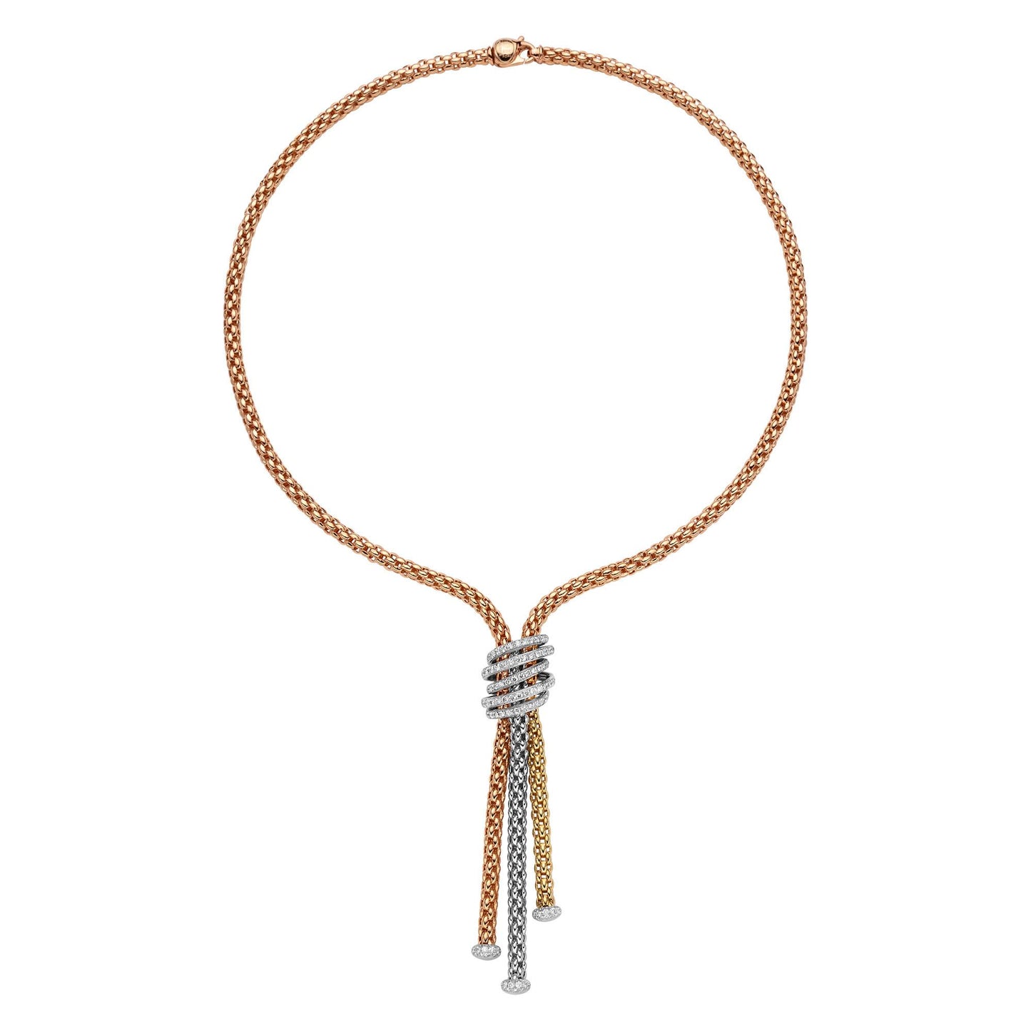 Solo Collier, Tricolor-Gold • Diamant von FOPE (65106CX_PB_G_RBG_043)