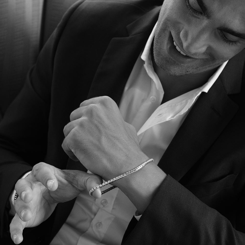 Tennisarmband Elastic, Weißgold