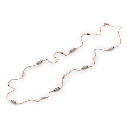 Al Coro La Piazza Collier (NC327GMR) aus Roségold mit Diamant und Mondstein