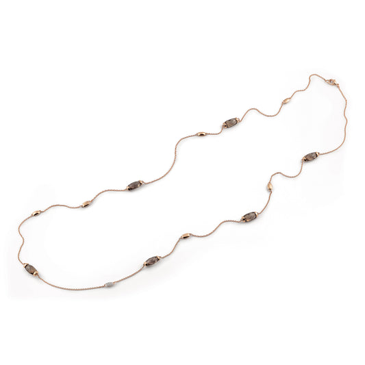 Al Coro La Piazza Collier (NC327SQR) aus Roségold mit Diamant und Rauchquarz