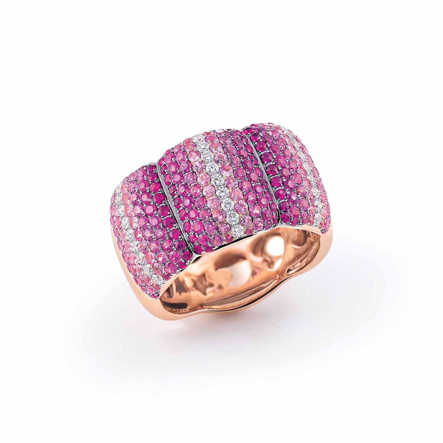 Al Coro La Piazza Ring (NR888SPR) aus Roségold mit Diamant und Saphir
