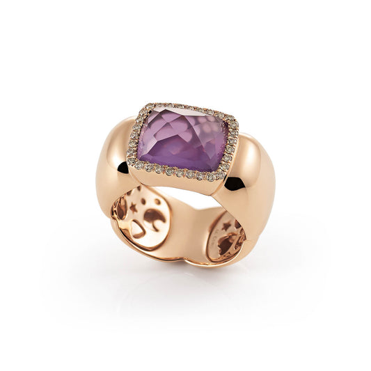 Al Coro La Piazza Ring (NR9458ABR) aus Roségold mit Amethyst und Diamant