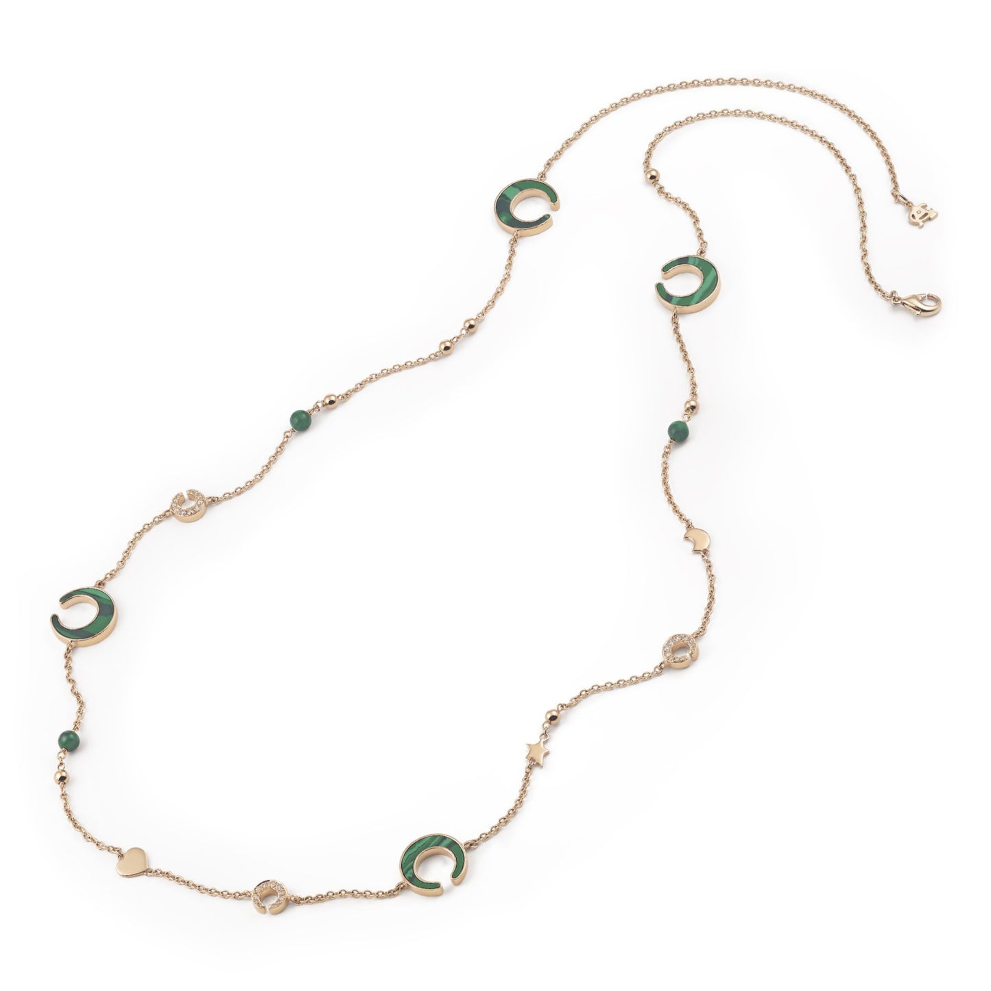 Mezzaluna Collier, Roségold • Diamant • Malachit von Al Coro (NC1510MAR70)