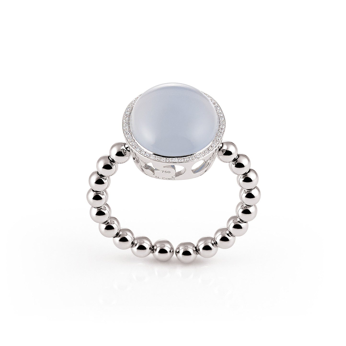 Al Coro Palladio Ring (NR4034CHW) aus Weißgold mit Diamant und Chalcedon