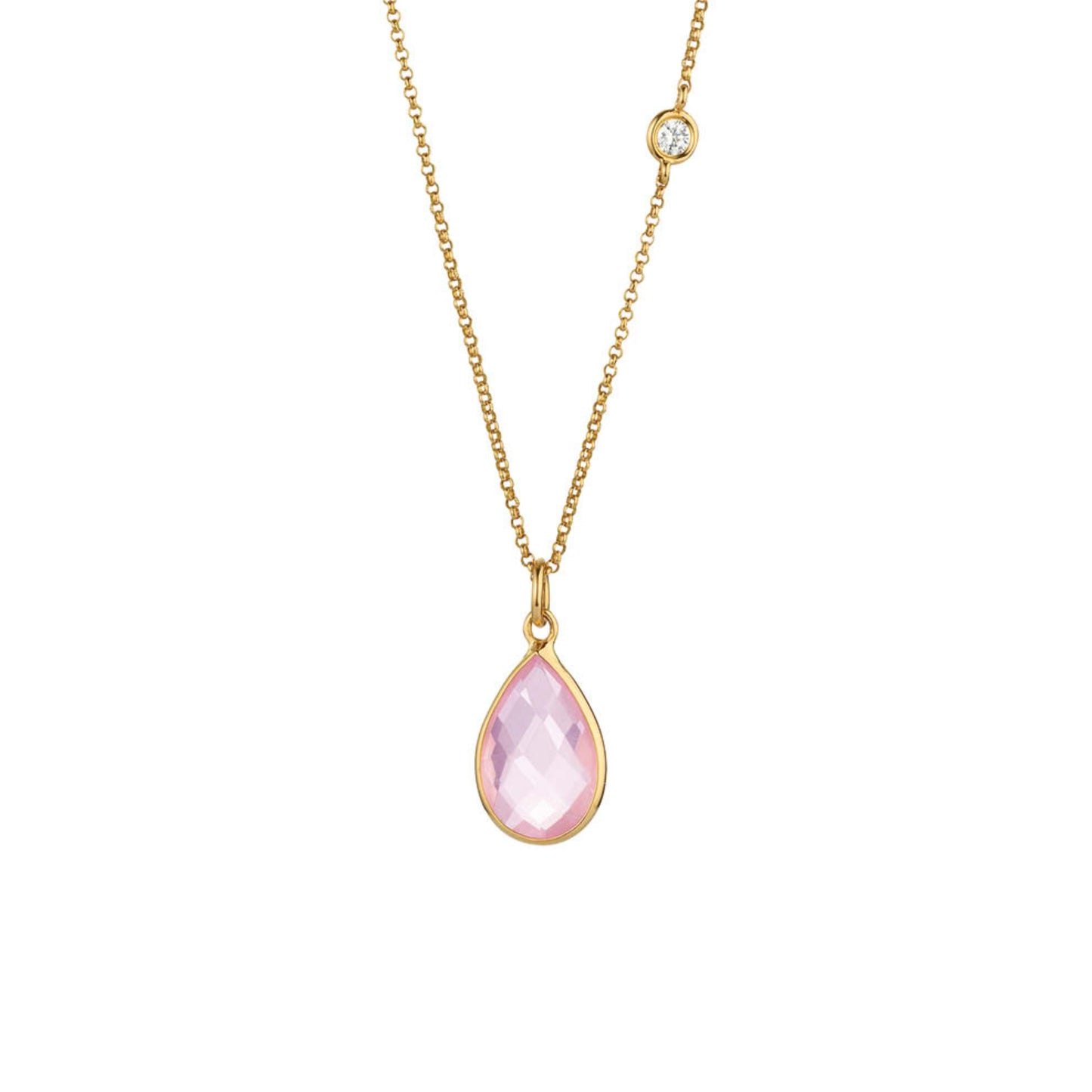 BIG BANG Collier mit Einhänger, Gelbgold • Diamant • Rosenquarz von Gellner (2-81668-03)