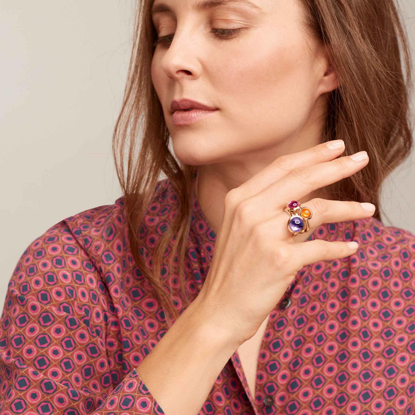 BOUTON Ring large Amethyst, Roségold • Amethyst von Tamara Comolli (R-BOU-l-Am-rg)