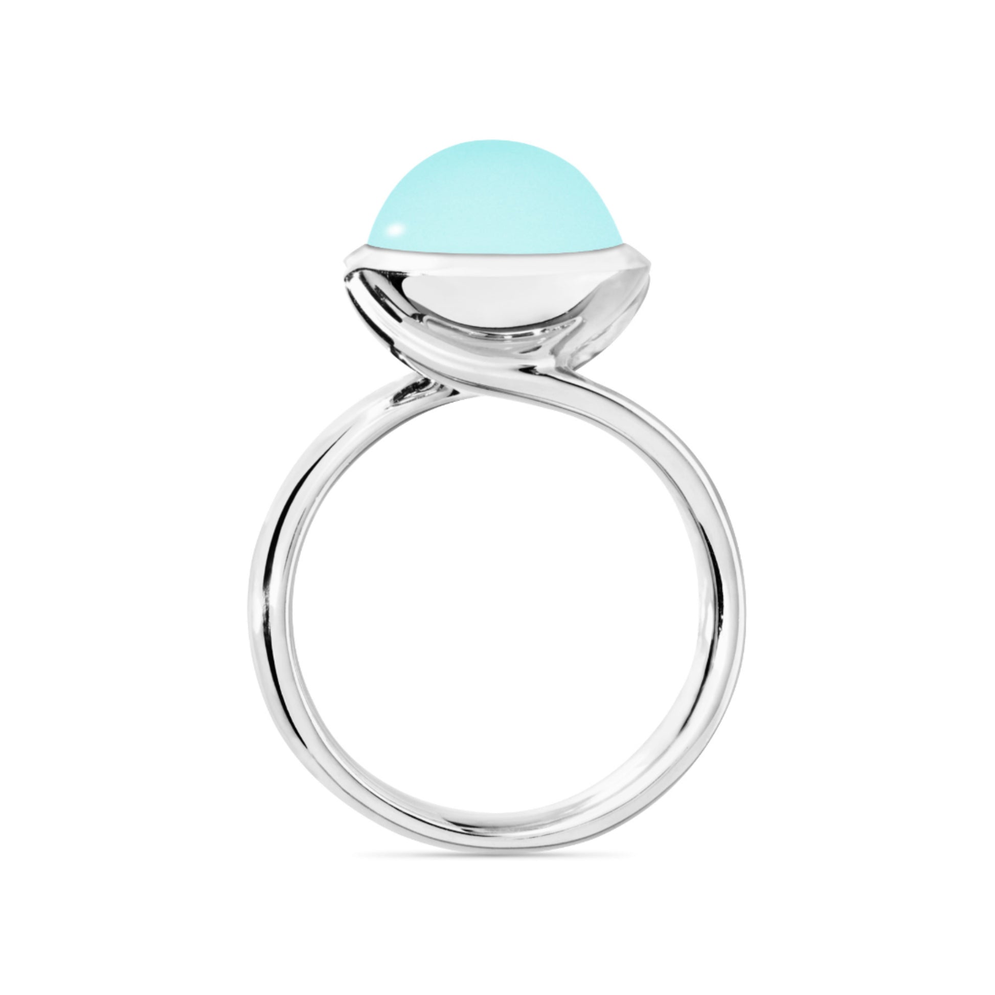 BOUTON Ring large Aqua Chalcedon, Weißgold • Chalcedon von Tamara Comolli (R-BOU-l-ChAq-wg)