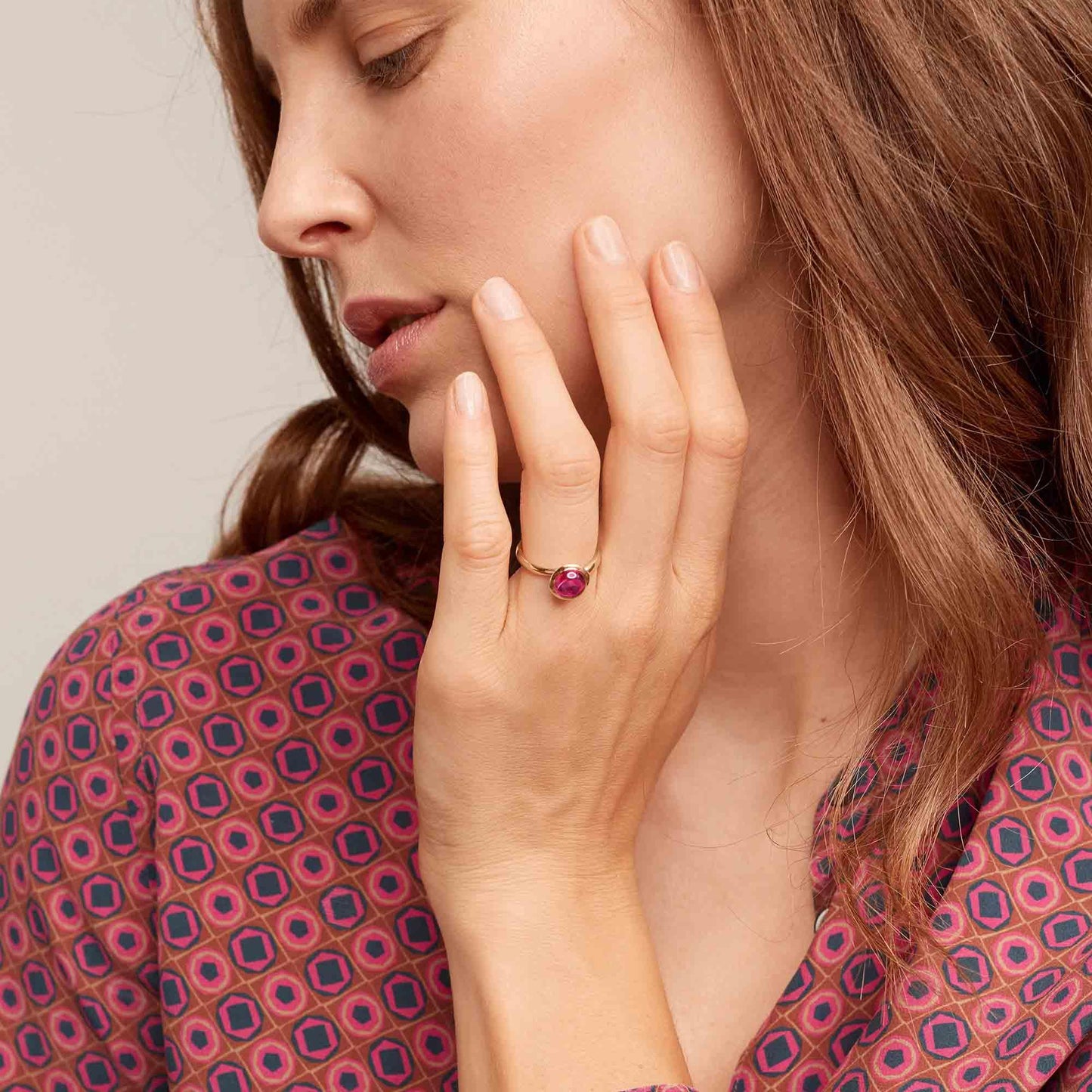 BOUTON Ring small rosa Turmalin, Roségold • Turmalin von Tamara Comolli (R-BOU-s-TuRo-rg)