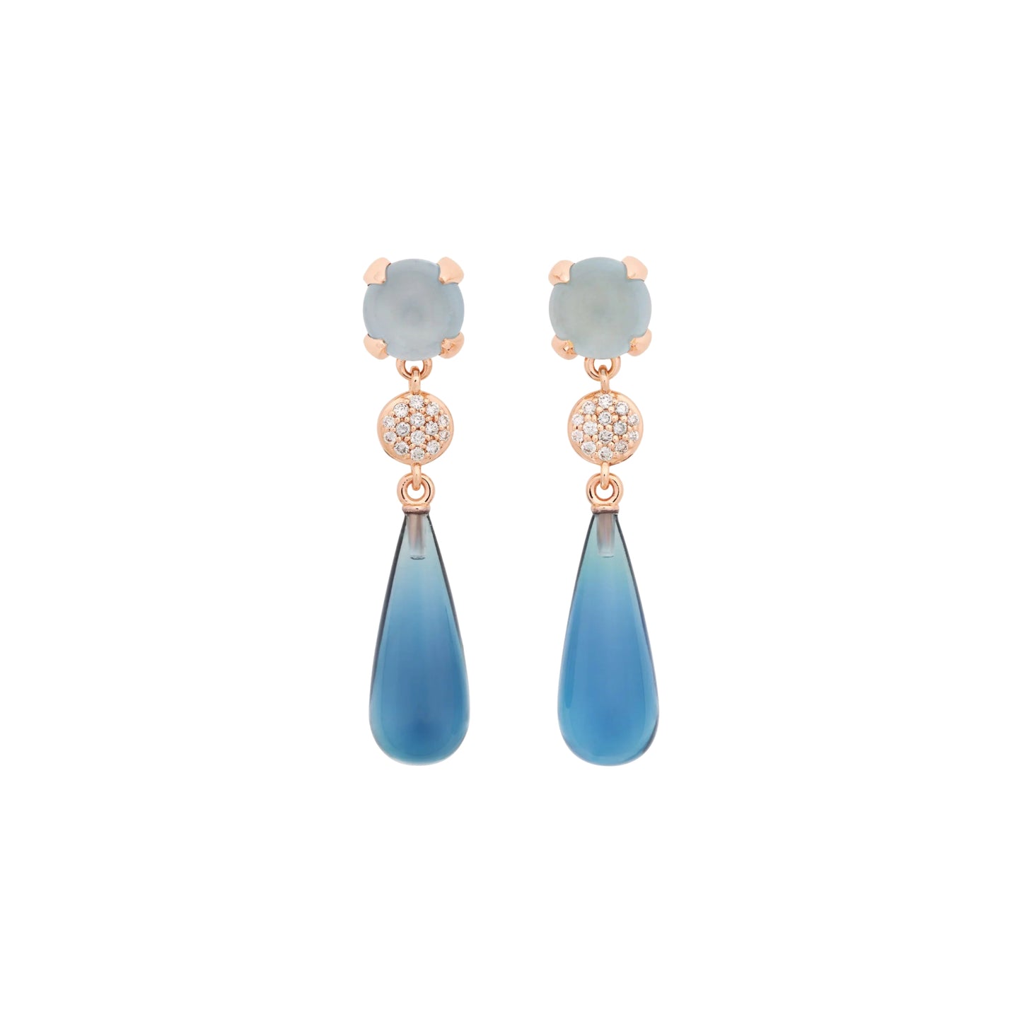 Bron Catch Ohrschmuck (8OR4858BTCBRTLD) aus Roségold mit Diamant und Topas