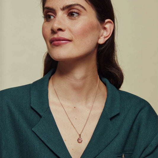 Bron Mira Mira Anhänger (8HR3451RQBBR) aus Roségold mit Diamant und Rosenquarz