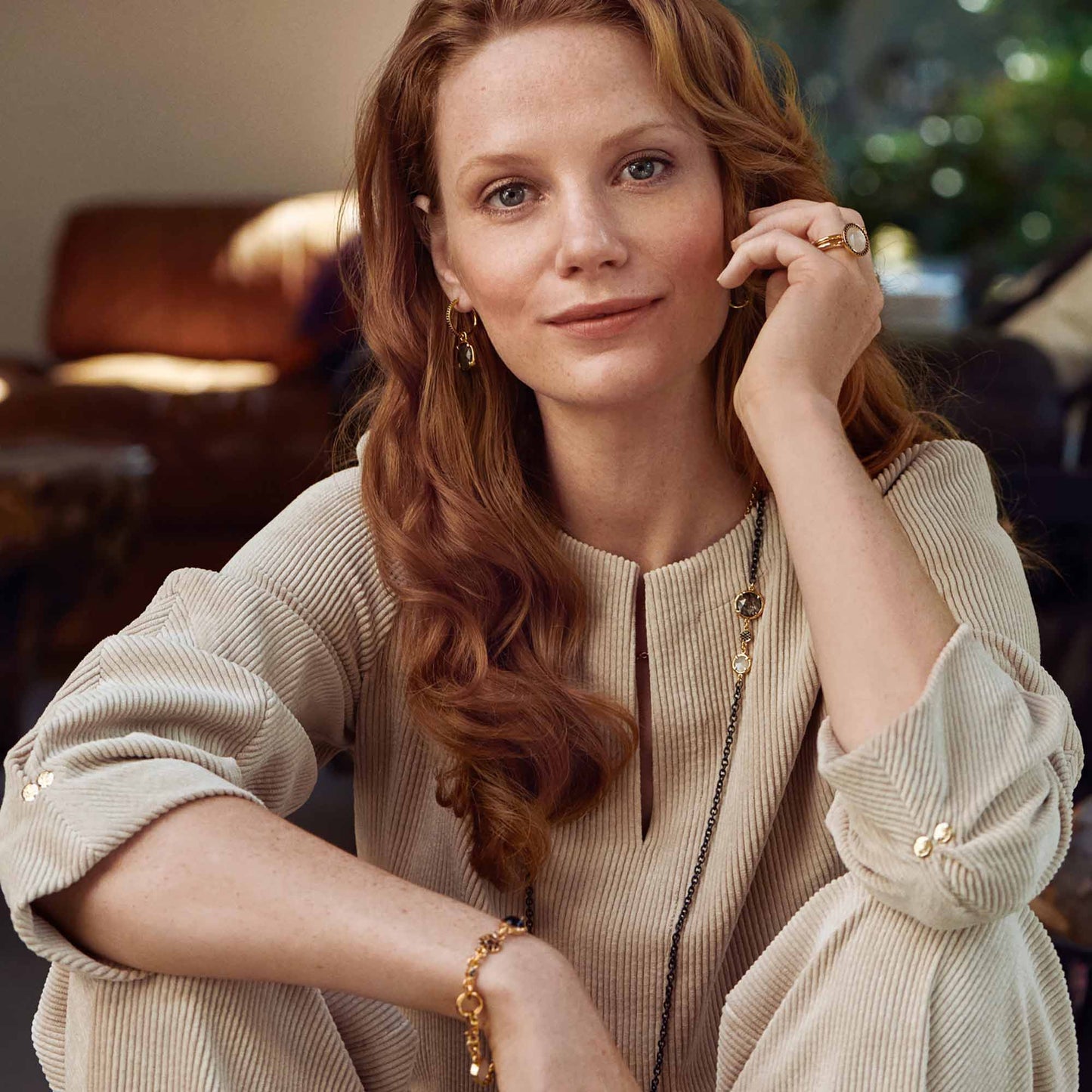 Bron Mira Mira Kette (8CR4431MIX01) aus Roségold, Titan mit Diamant, Mondstein, Quarz und Saphir