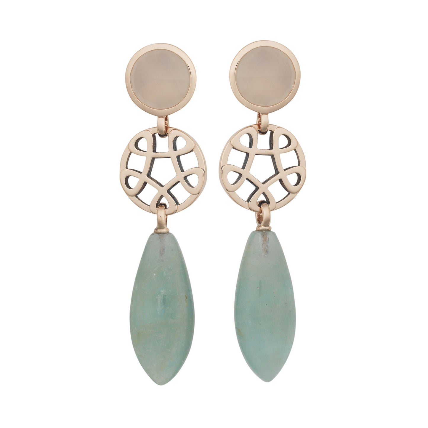 Bron Toujours Ajour Ohrringe (8OR4819MWBAQ) mit Aquamarin und Mondstein