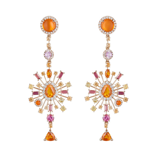Chandelier Ohrringe, Roségold • Edelsteine von Grimaldo (CH-EA03FO-01)