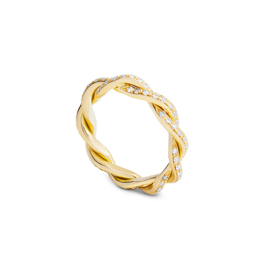 Corda Ring Maxi Gelbgold mit weissen Diamanten von Grimaldo Firenze (Ref. CO-RG04WD-02)
