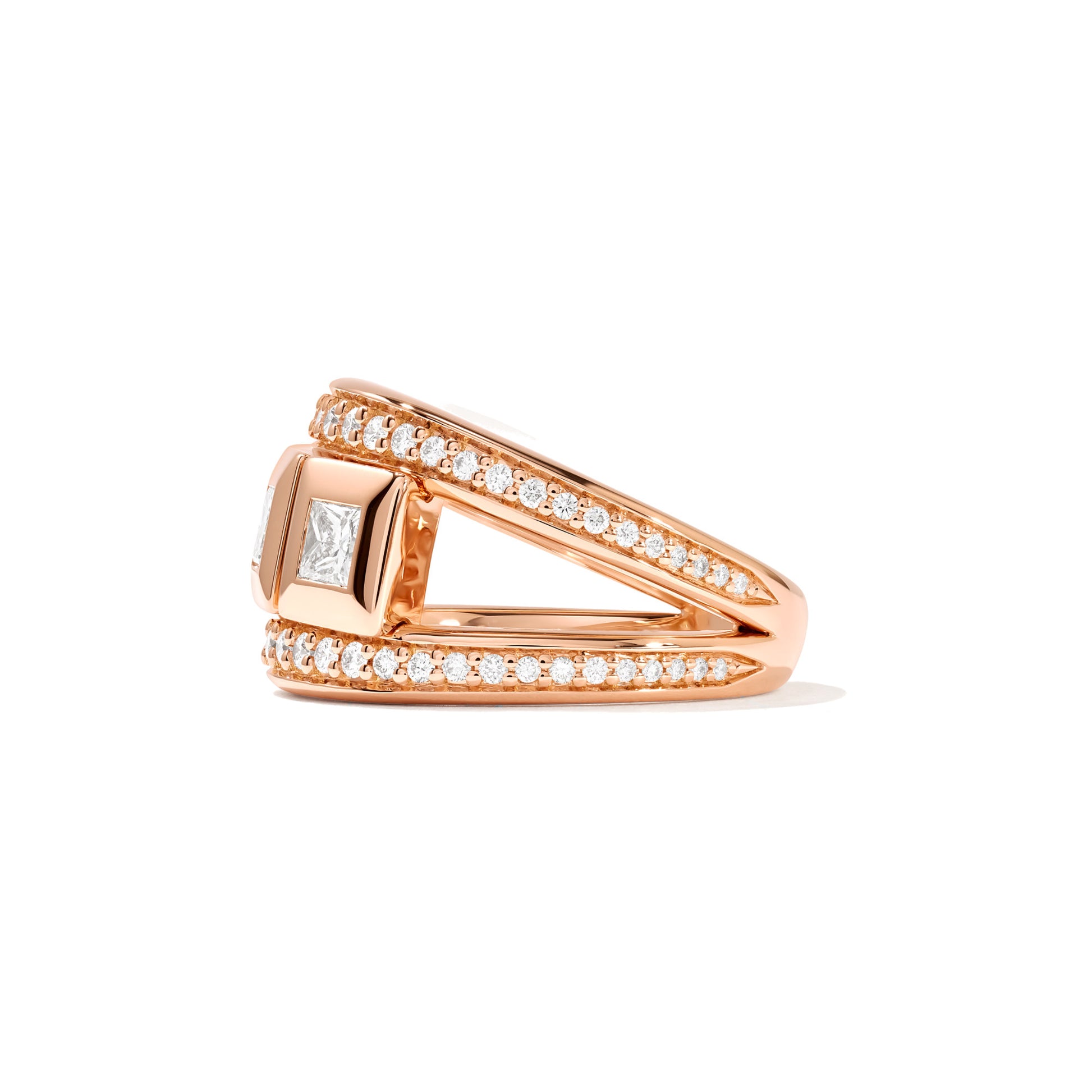 CURRICULUM VITAE 3 Ring mit Diamant Pavé medium, Roségold • Diamant von Tamara Comolli (R-CV3-m-Pr-p-rg)