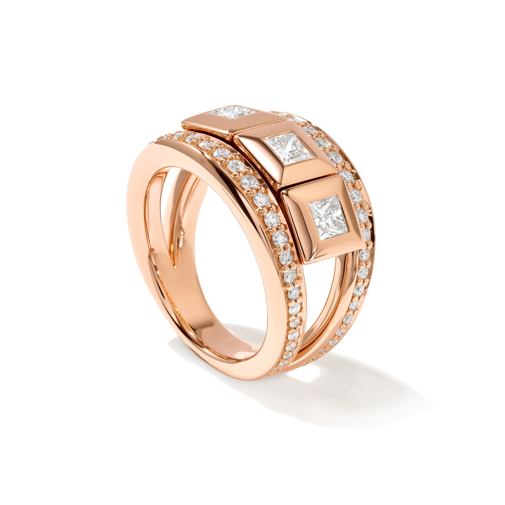 CURRICULUM VITAE 3 Ring mit Diamant Pavé medium, Roségold • Diamant von Tamara Comolli (R-CV3-m-Pr-p-rg)