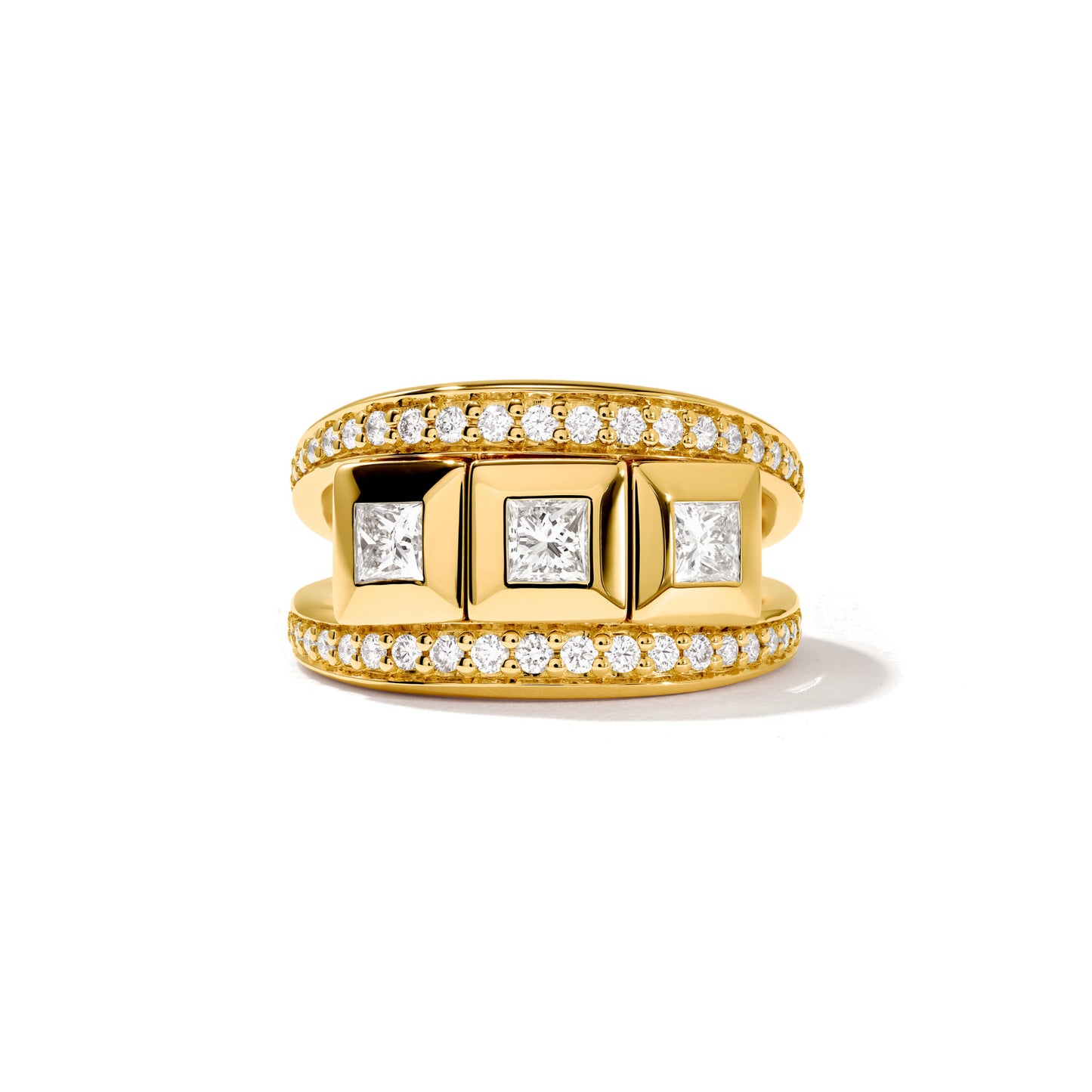 CURRICULUM VITAE 3 Ring mit Diamant Pavé medium, Gelbgold • Diamant von Tamara Comolli (R-CV3-m-Pr-p-yg)