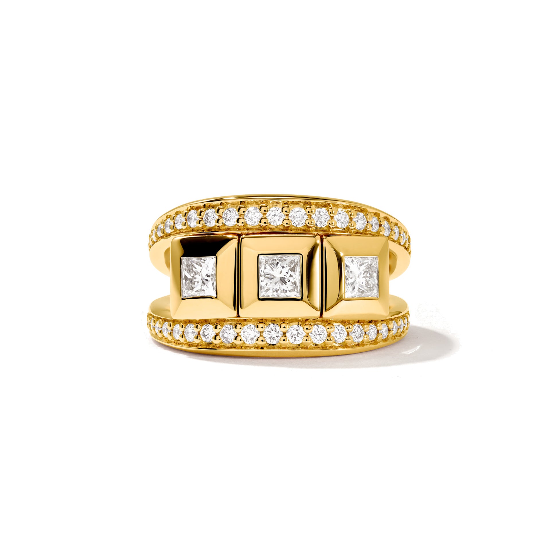CURRICULUM VITAE 3 Ring mit Diamant Pavé medium, Gelbgold • Diamant von Tamara Comolli (R-CV3-m-Pr-p-yg)