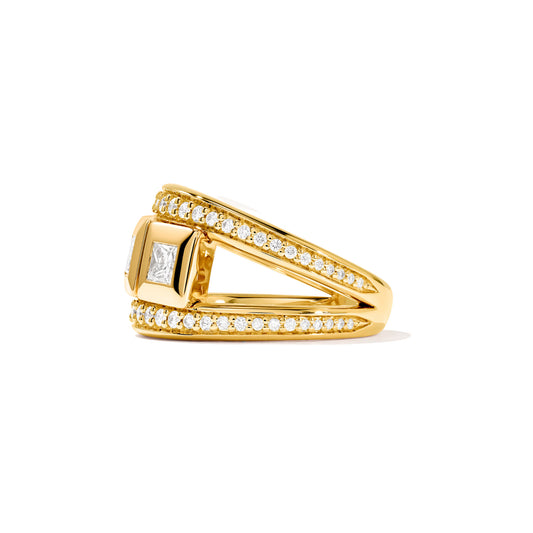 CURRICULUM VITAE 3 Ring mit Diamant Pavé medium, Gelbgold • Diamant von Tamara Comolli (R-CV3-m-Pr-p-yg)
