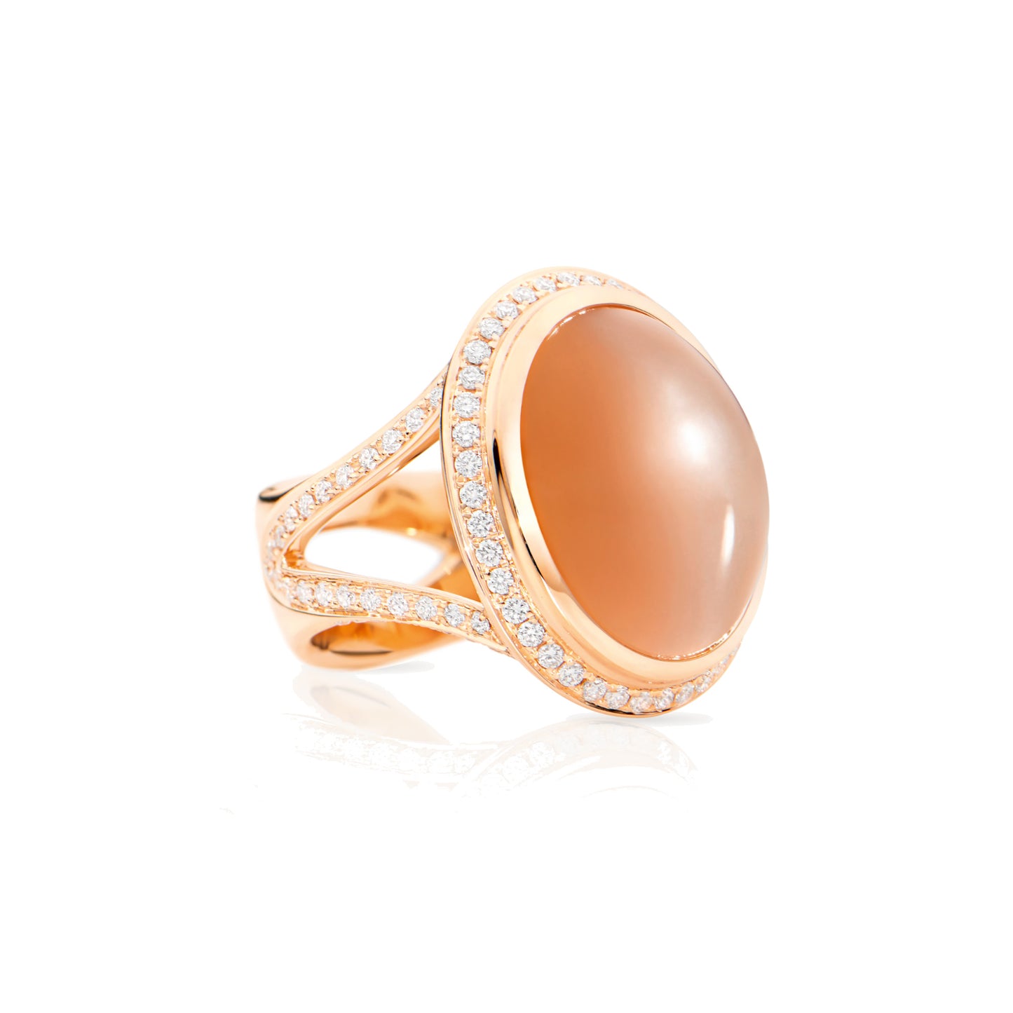 CUSHION Ring small Brauner Mondstein mit Diamant Pavé, Roségold • Diamant • Mondstein von Tamara Comolli (R-CUSH-s-MoBr-p-rg)