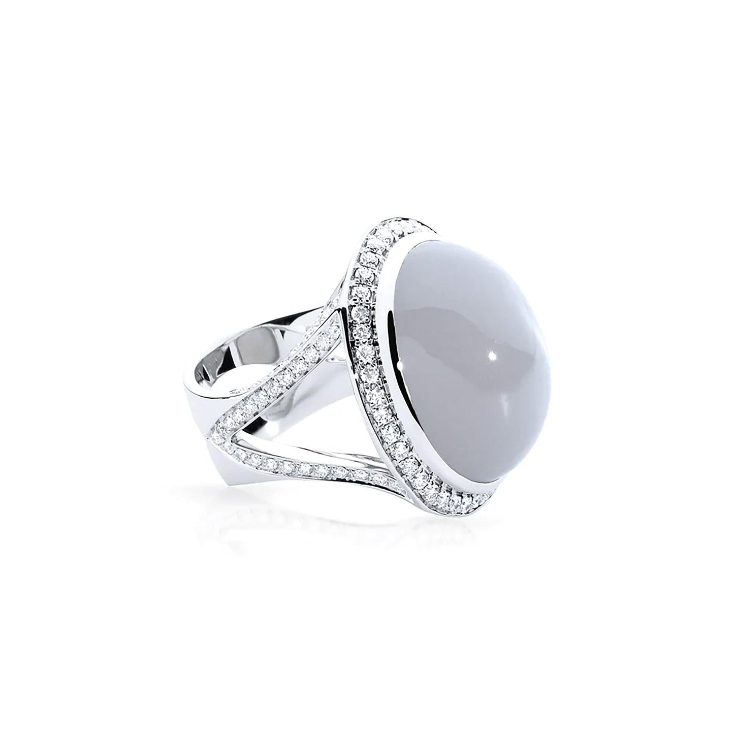 CUSHION Ring small grauer Mondstein, Weißgold • Diamant • Mondstein von Tamara Comolli (R-Cush-s-MoGr-p-wg) CUSHION Ring small grauer Mondstein, Weißgold • Diamant • Mondstein von Tamara Comolli (R-Cush-s-MoGr-p-wg)