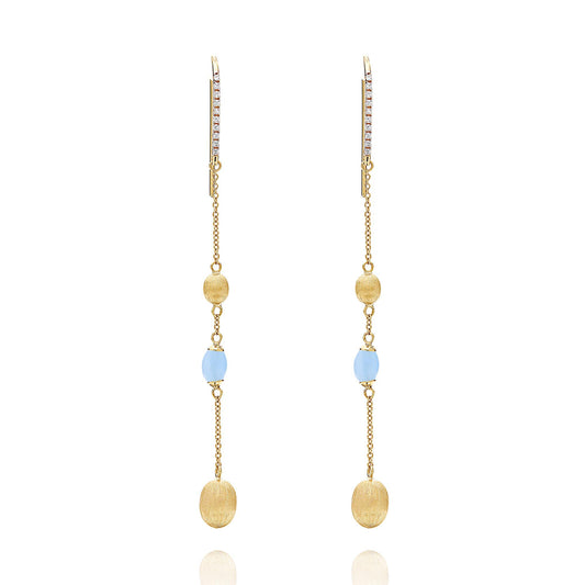 Dancing Azure Ohrhänger, Gelbgold • Aquamarin • Diamant von Nanis (OS26-587)