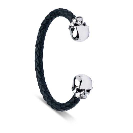 Deakin and Francis Silver Lederarmreif Skull (G06470001) aus Sterlingsilber