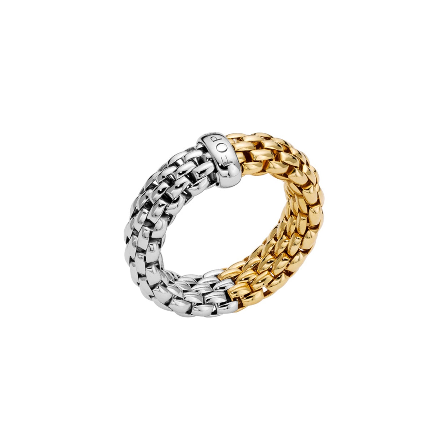 Essentials zweifarbiger Flex'it Ring mit flachem Kettengeflecht, Bicolor-Gold von FOPE (08E02AX_XX_2_XBX_00S)
