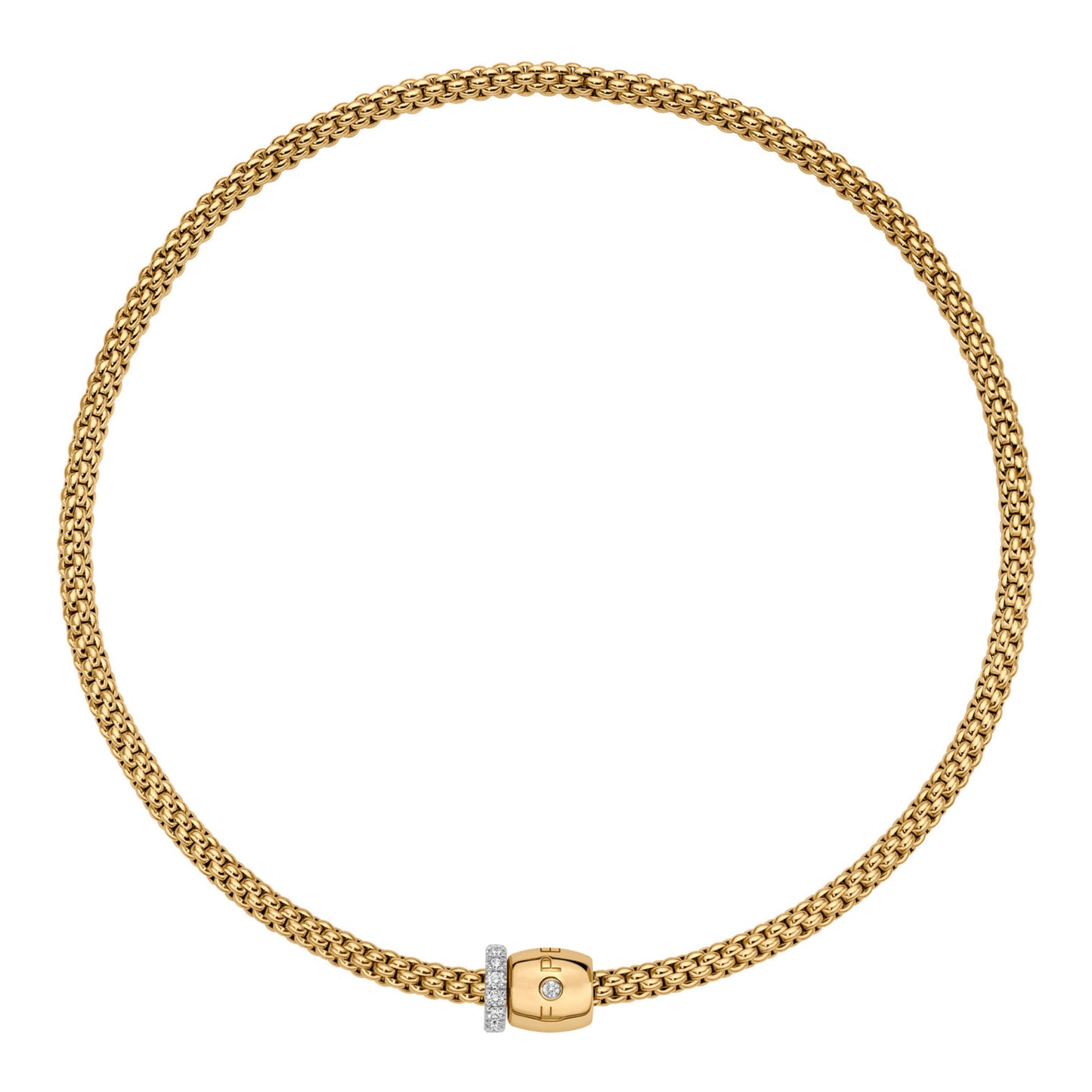 Flex'it Solo Kette mit dekorativen Verschluss und Pavébesatzt, Bicolor-Gold • Diamant von FOPE (62606CX_PB_G_XBX_040) Flex'it Solo Kette mit dekorativen Verschluss und Pavébesatzt, Bicolor-Gold • Diamant von FOPE (62606CX_PB_G_XBX_040)