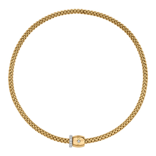 Flex'it Solo Kette mit dekorativen Verschluss und Pavébesatzt, Bicolor-Gold • Diamant von FOPE (62606CX_PB_G_XBX_040)