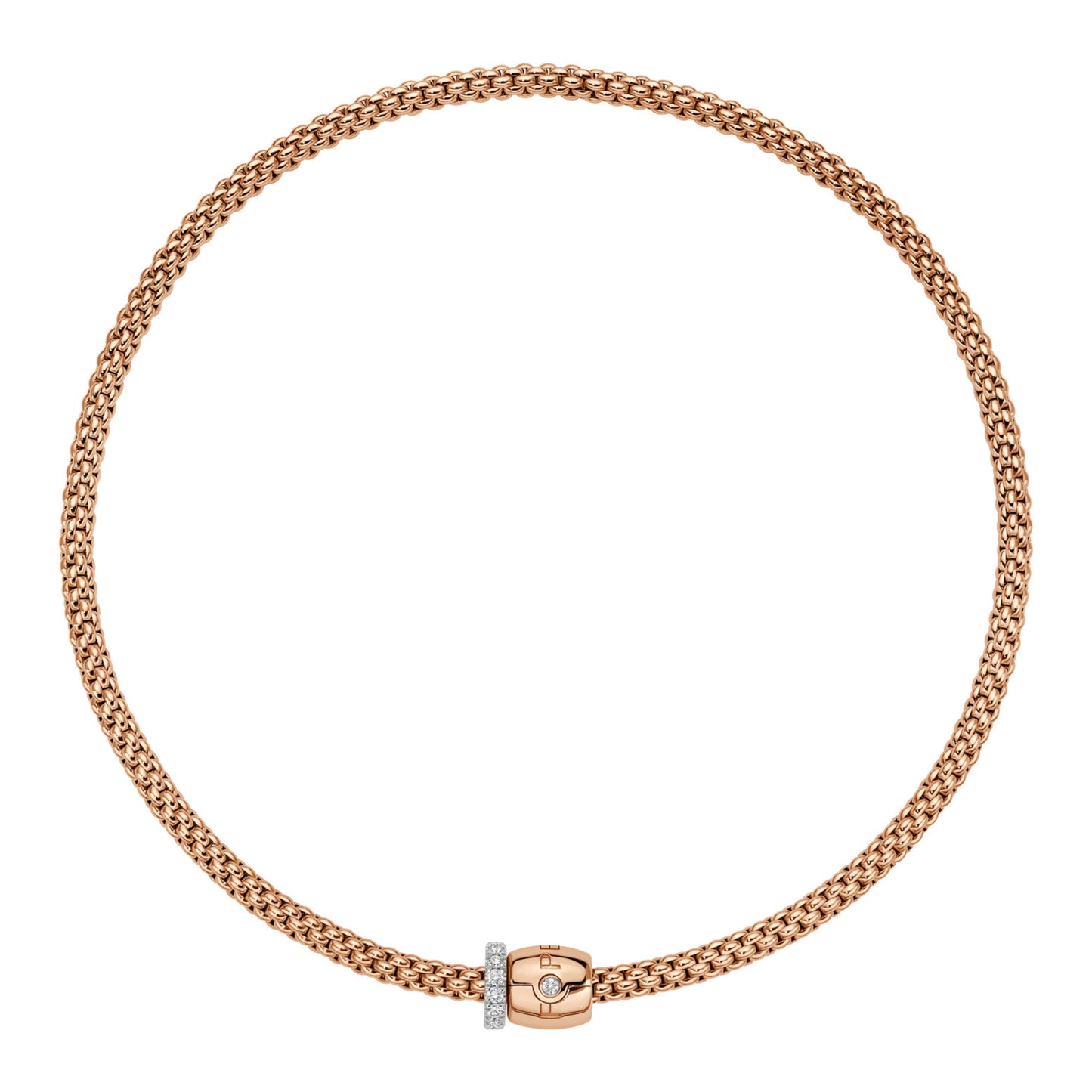 Flex'it Solo Kette mit dekorativen Verschluss und Pavébesatzt, Bicolor-Gold • Diamant von FOPE (62606CX_PB_R_XBX_040)