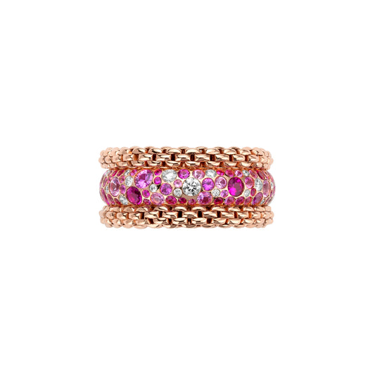 FOPE Bubble Ring mit Diamanten und rosa Saphiren - 71208AX_P3_R_XBX_140 (140) aus Roségold mit Diamant und Saphir