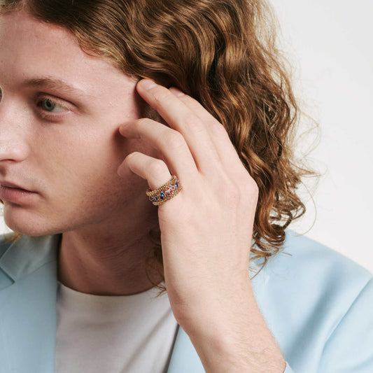 FOPE Bubble Ring mit mehrfarbigen Saphiren - 71208AX_P5_R_XRX_140 (140) aus Roségold mit Saphir