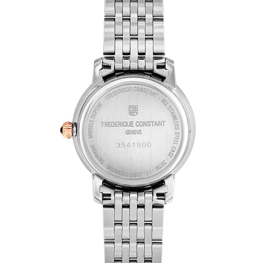 Classics Slimline Ladies Moonphase, Edelstahl • Diamant • Perlmutt von Frederique Constant (FC-206MPWD1S2B)