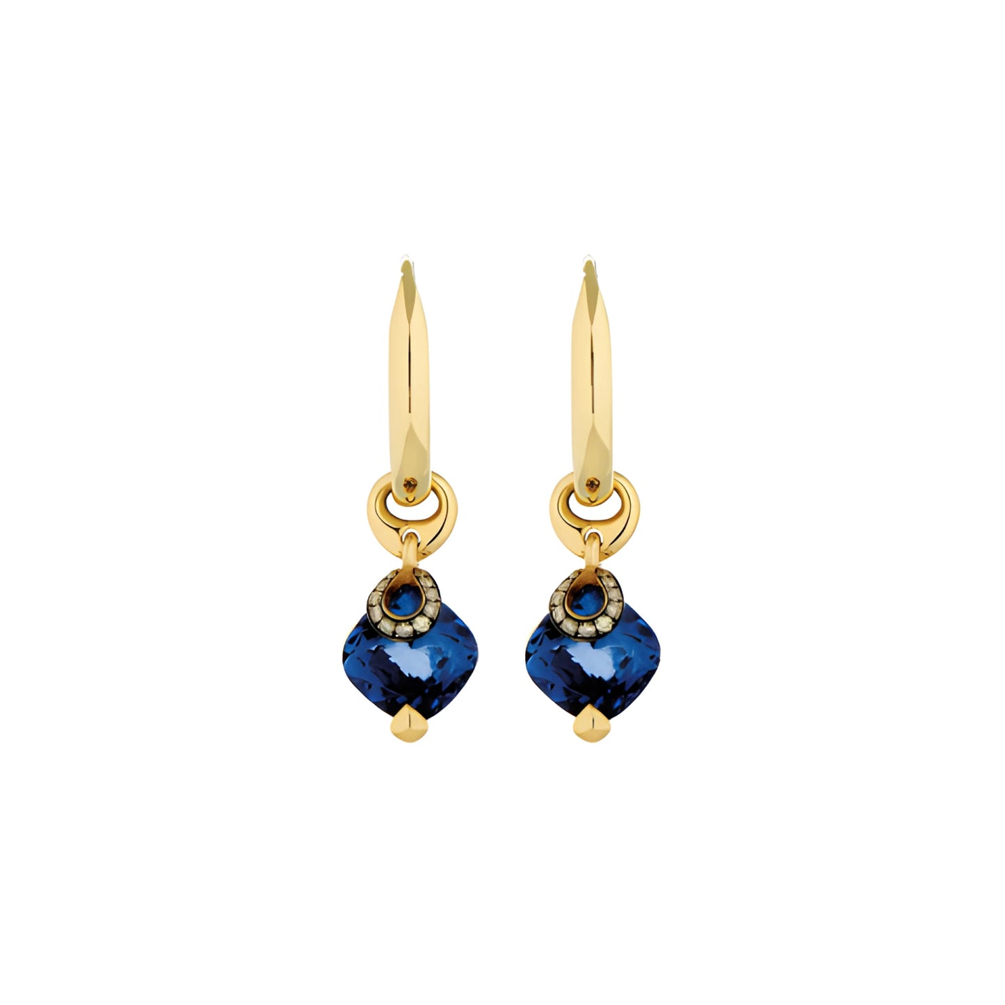 Grimaldo Centoundici Creolen mit Einhänger (11-EA01TL-PW-01) aus Gelbgold mit Diamant und Topas