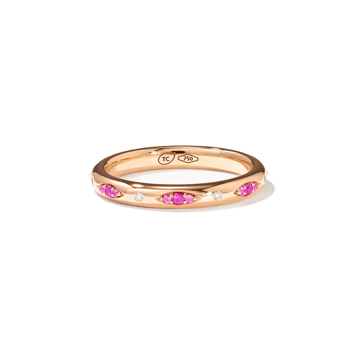 GYPSY Bandring Pavé 'Blush', Roségold • Diamant • Saphir von Tamara Comolli (R-Gyp-B-BluP-rg)
