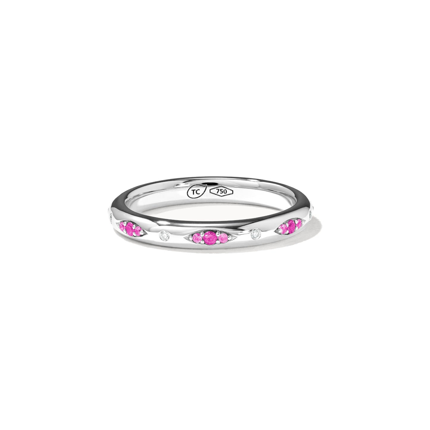 GYPSY Bandring Pavé 'Blush', Weißgold • Diamant • Saphir von Tamara Comolli (R-Gyp-B-BluP-wg)