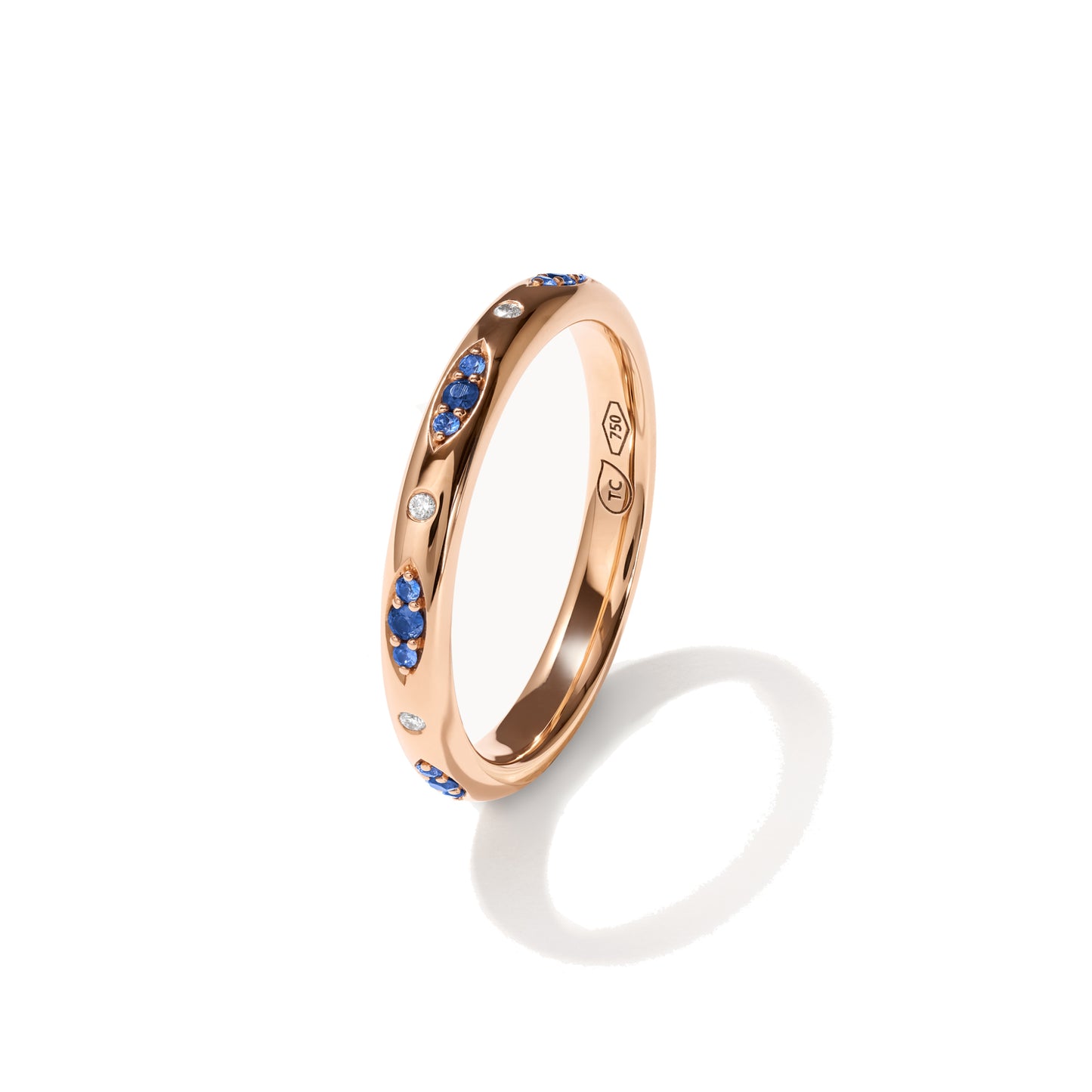 GYPSY Bandring Pavé 'Ocean', Roségold • Diamant • Saphir von Tamara Comolli (R-Gyp-B-OceP-rg)
